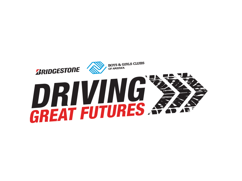 Driving Great Futures logo is part of Bridgestone's marketing campaign to raise awareness for Boys & Girls Clubs of America