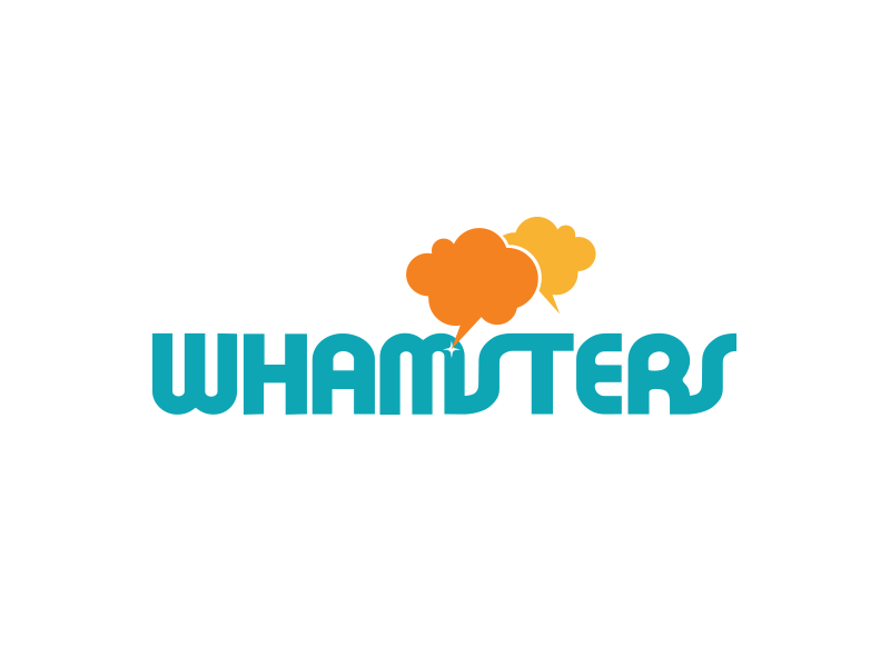 Image of Whamsters logo design using teal, orange and gold