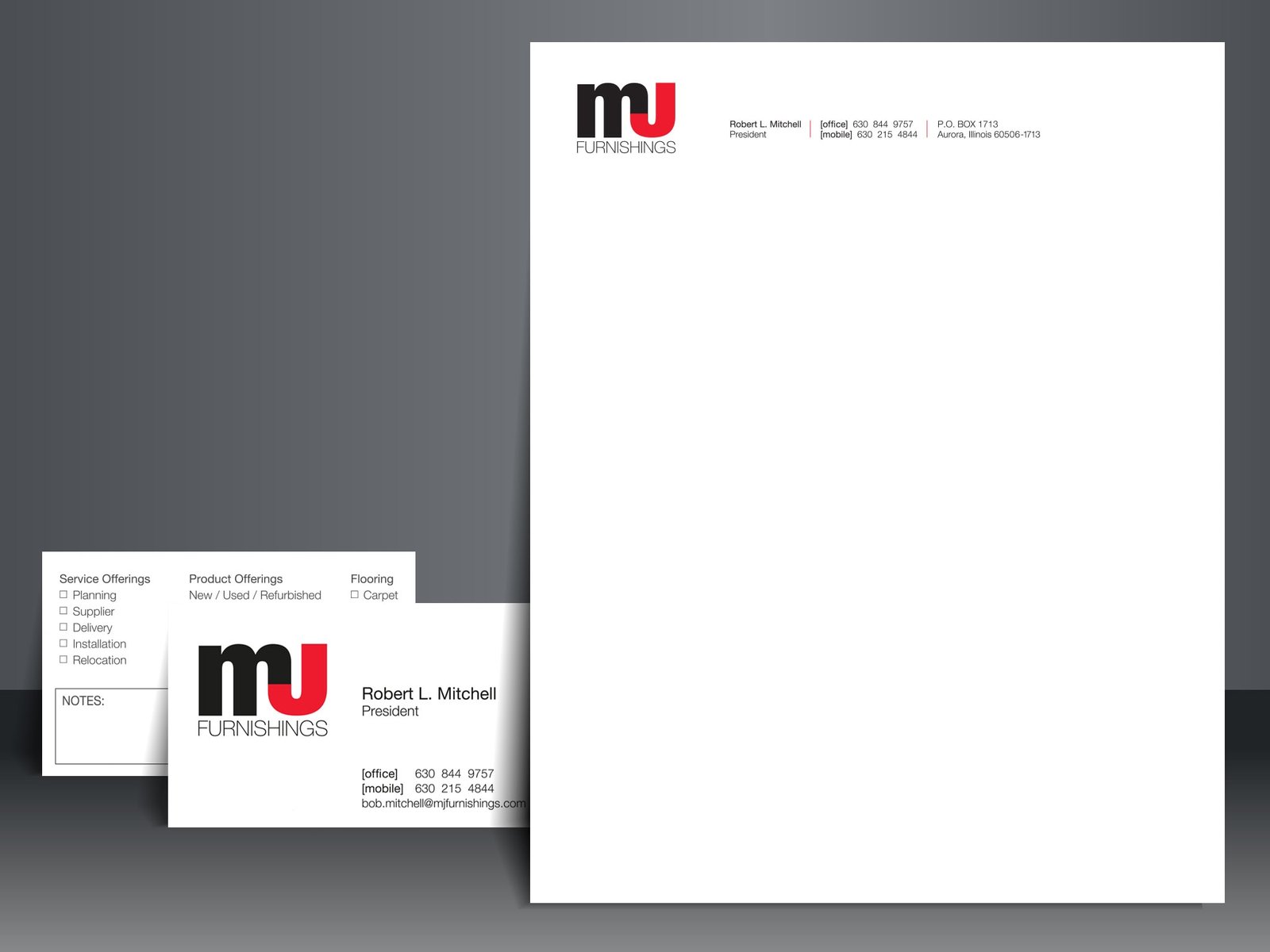 Letterhead and Business Card MJ Furnishings