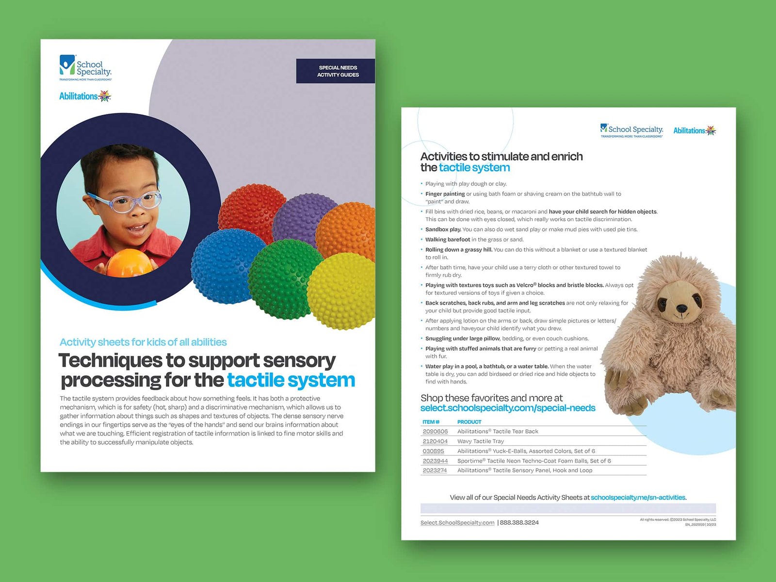 Special Needs Activity Guides Tactile System School Specialty